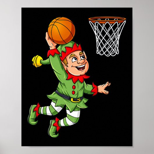 Weihnachtself Dunkeln ein Basketball Spaß Jungs Ki Poster (Vorne)
