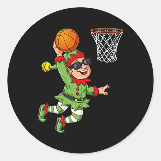 Weihnachtself Dunkeln ein Basketball Spaß Jungs Ki Runder Aufkleber (Vorderseite)