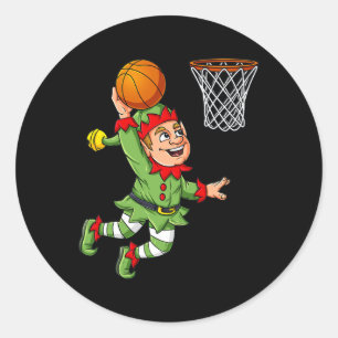 Weihnachtself Dunkeln ein Basketball Spaß Jungs Ki Runder Aufkleber