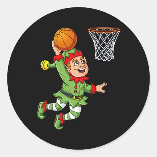 Weihnachtself Dunkeln ein Basketball Spaß Jungs Ki Runder Aufkleber (Vorderseite)