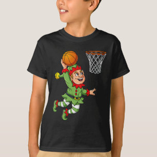 Weihnachtself Dunkeln ein Basketball Spaß Jungs Ki T-Shirt