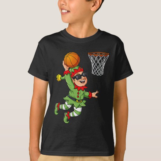 Weihnachtself Dunkeln ein Basketball Spaß Jungs Ki T-Shirt (Vorderseite)