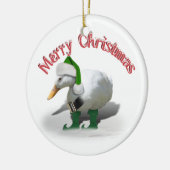 Weihnachtself-Ente - Helfer des Weihnachtsmanns Keramikornament (Links)