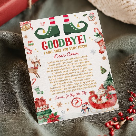 Weihnachtself Farewell Goodbye Letter Card Einladung