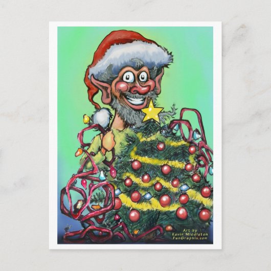 Weihnachtself Feiertagspostkarte (Vorderseite)
