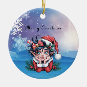 Weihnachtself-Fest von Santa Keramik Ornament