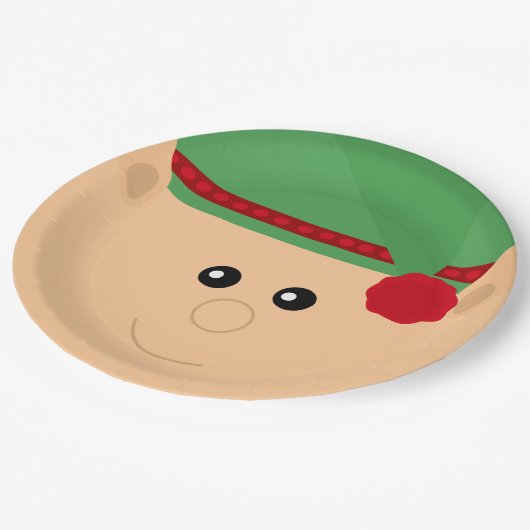 Weihnachtself-festlicher PapierTeller (Schrägansicht)