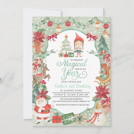 Weihnachtself Geburtstagsaufenthalt Einladung (Vorderseite)