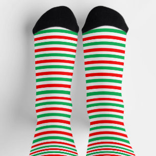 Weihnachtself Grün Rot Weiß Gestreift Crew Socken