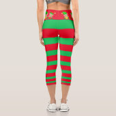 Weihnachtself grün und rot gestreift capri leggings (Rückseite)