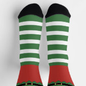 Weihnachtself Grüne Streifen Rot Socken (Oben)