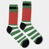 Weihnachtself Grüne Streifen Rot Socken (Rechts)