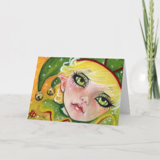 Weihnachtself-Grußkarte Feiertagskarte (Vorderseite)