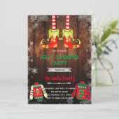 Weihnachtself hässliche Pullover Thema Einladung (Stehend Vorderseite)