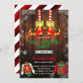 Weihnachtself hässliche Pullover Thema Einladung (Vorne/Hinten)