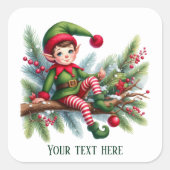Weihnachtself hinzufügen quadratischer aufkleber (Vorderseite)