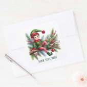 Weihnachtself hinzufügen quadratischer aufkleber (Umschlag)