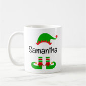 Weihnachtself-Hut und Stiefel Persönlicher Name Kaffeetasse (Links)