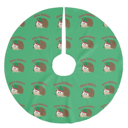 Weihnachtself-Igel Polyester Weihnachtsbaumdecke (Vorderseite)