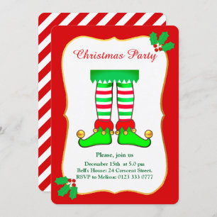 Weihnachtself in der Roten Party Einladung