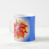 Weihnachtself in einer Poinsettie Kaffeetasse (Vorderseite Links)