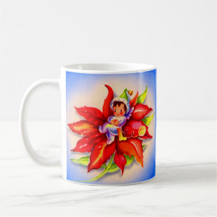 Weihnachtself in Poinsettia Kaffeetasse