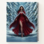 Weihnachtself in Rot im schneebedeckten Winterwald Notizblock (Rückseite)