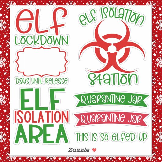 Weihnachtself Isolation DIY Jar Stickers Red Green Aufkleber