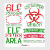 Weihnachtself Isolation DIY Jar Stickers Red Green Aufkleber (Blatt)
