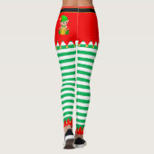 Weihnachtself & Jingle Bells on Green and White Leggings (Rückseite)