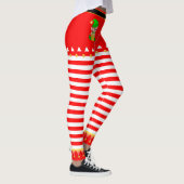 Weihnachtself & Jingle Bells on Red White Striping Leggings (Rechts)