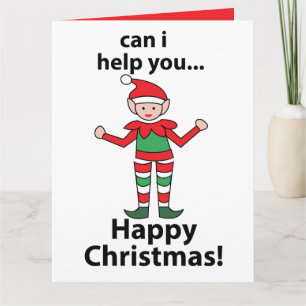 Weihnachtself Kann ich Ihnen helfen? Glücklicher W Karte