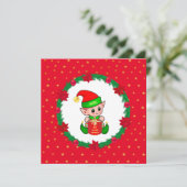 Weihnachtself, Kiefernkranz, Poinsettias & Sterne (Stehend Vorderseite)