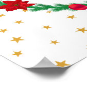 Weihnachtself, Kiefernkranz, Poinsettias & Sterne Poster (Ecke)