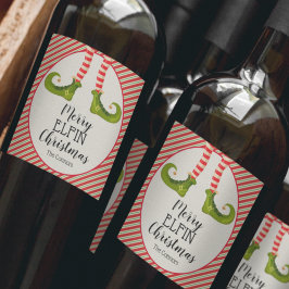 Weihnachtself Legs Urlaub Weinetikett