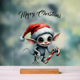 Weihnachtself mit Candy Cane Acrylschild