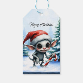 Weihnachtself mit Candy Cane Geschenkanhänger