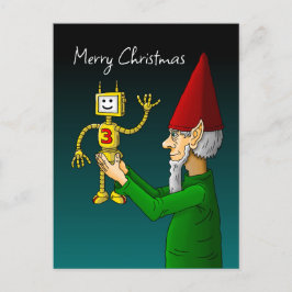 Weihnachtself mit dem schwenkbaren Roboter Postkarte