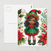 Weihnachtself mit dunkler Hautfarbe Postkarte (Vorne/Hinten)