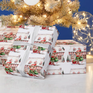 Weihnachtself mit einem Sack voller Geschenke Geschenkpapier