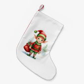 Weihnachtself mit einem Sack von Geschenken Kleiner Weihnachtsstrumpf (Vorderansicht (hängend))