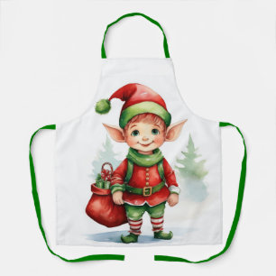 Weihnachtself mit einem Sack von Geschenken Schürze