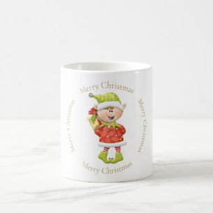 Weihnachtself mit Gegenwart Kaffeetasse