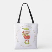 Weihnachtself mit Gegenwart Tasche (Rückseite)