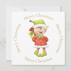 Weihnachtself mit Geschenk Feiertagskarte