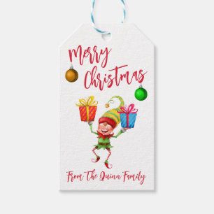 Weihnachtself mit Geschenken Frohen Weihnachtsfeie Geschenkanhänger