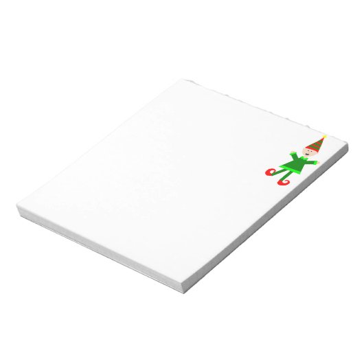 Weihnachtself mit Grün und Rot gestreiftem Star Ha Notizblock (Rotiert)