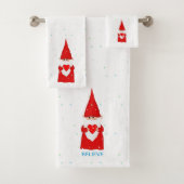 Weihnachtself mit Herz auf Weiß Badhandtuch Set (Insitu)