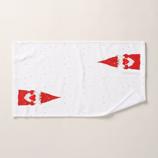 Weihnachtself mit Herz auf Weiß Badhandtuch Set (Handtuch)