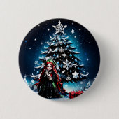 Weihnachtself mit Kitten. Button (Vorderseite)